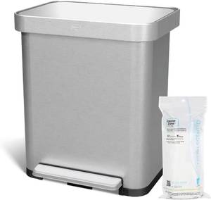 lot 18 image: Home Zone Living 13 Gallon Stainless Steel Kitchen Trash Can