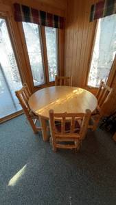 Rustic Round Dining Table with 4 Chairs
