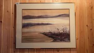 lot 23 image: Framed Watercolor Landscape Artwork by J. Richards