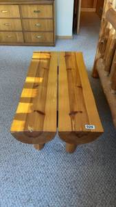 lot 29 image: Rustic Wooden Coffee Table with Log Legs