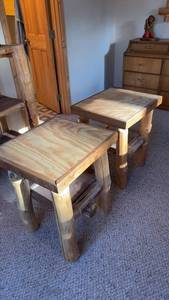 lot 37 image: Set of 2 Rustic Log Side Tables