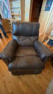 lot 45 image: Brown Reclining Leather Armchair with Side Release Handle