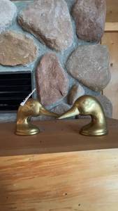 lot 53 image: Vintage Brass Duck Bookends - Pair of Two