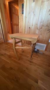 lot 93 image: Rustic Wooden Accent Table with Log Legs