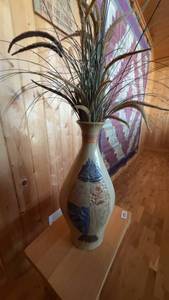 lot 94 image: Handcrafted Decorative Vase with Dried Floral Arrangement