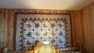 lot 98 image: Handmade Twin Quilt with Leaf Design
