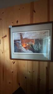 lot 110 image: Framed Maritime Art Print of Fishing Boat in Turbulent Waters