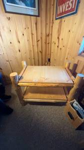 lot 112 image: Rustic Log Coffee Table with Lower Shelf