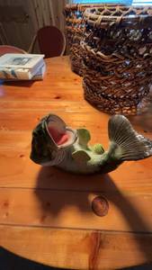 lot 114 image: Decorative Fish Figurine - Realistic Green Bass Sculpture