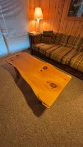 lot 121 image: Live Edge Wooden Coffee Table with Unique Design