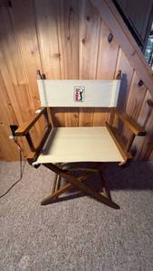 lot 127 image: PGA Tour Folding Directors Chair with Wooden Arms