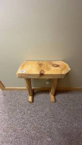 lot 137 image: Handcrafted Rustic Side Table with Unique Live Edge Design