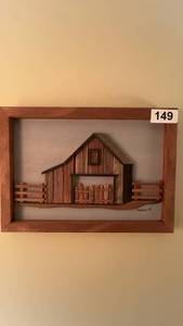 lot 149 image: Framed Wooden Barn Artwork with Fence Detail