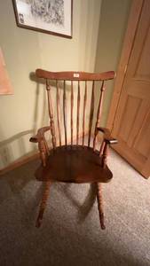 lot 151 image: Vintage Wooden Rocking Chair with Spindle Back