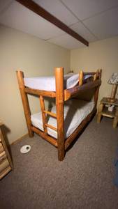 lot 159 image: Rustic Log Bunk Bed with Mattresses