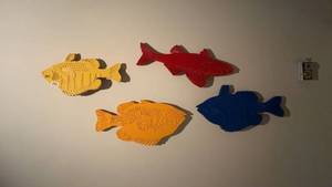 lot 163 image: Set of 4 Colorful Fish Decor Wall Hangings