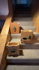 lot 165 image: Set of 3 Wooden Woodland-Themed Wall Shelves