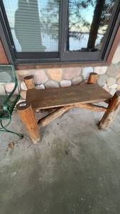 lot 166 image: Rustic Handmade Log Bench