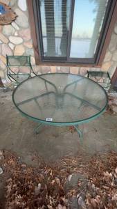 lot 167 image: Outdoor Patio Table with Two Mesh Chairs