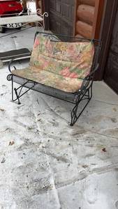 lot 169 image: Vintage Metal Loveseat with Floral Cushion