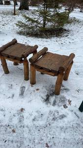 lot 175 image: Set of 2 Rustic Log Side Tables