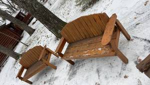 lot 176 image: Pair of Wooden Outdoor Benches