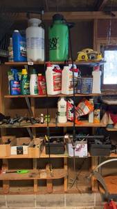lot 182 image: Collection of Garden Pesticides, Fertilizers, Lawn Care Tools, and Hose Fittings