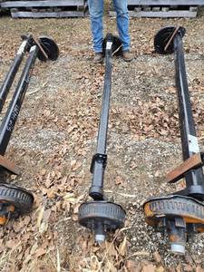 lot 37 image: One Dexter Heavy-Duty Trailer Axle with Drum Brakes 3500lbs, Hub Face93, Outside Brackets71.5