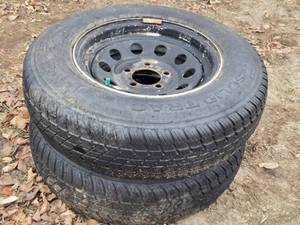 lot 71 image: Set of 2 Used Solid Trac Trailer Tires and Wheels ST20575D14