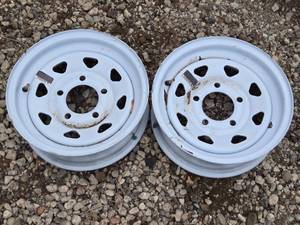 lot 72 image: Lot of 2 -  12, 5 Lug Trailer Rims