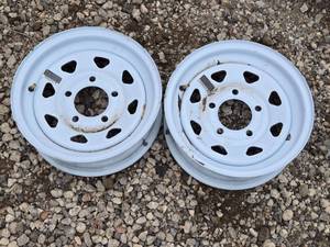 lot 73 image: Lot of 2 -  12, 5 Lug Trailer Rims