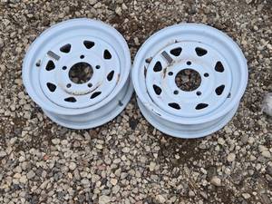 lot 74 image: Lot of 2 -  12, 5 Lug Trailer Rims