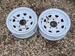 lot 75 image: Lot of 2 -  12, 5 Lug Trailer Rims