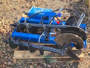 lot 137 image: New 2024 GIYI Skid Steer Post Hole Digger Attachment with Multiple Bits