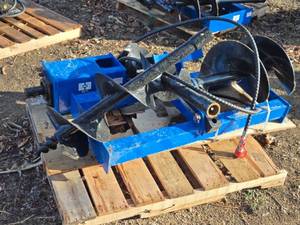 lot 138 image: New Unused 2024 GIYI Skid Steer Post Hole Digger Attachment with Multiple Bits