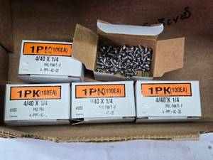 lot 185 image: Lot of Approx. 500 Stainless Steel 4-40 x 14 Pan Head Stainless Steel Screws - 5 Boxes of 100