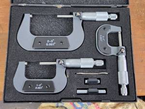 lot 297 image: Set of 3 Precision Micrometers with Calibration Accessories