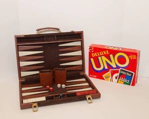 lot 79 image: Backgammon and Deluxe Uno