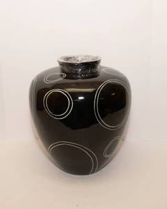 lot 86 image: Black Large Resin Vase with White Circles
