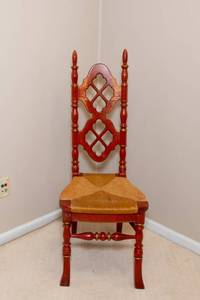 lot 84A image: Vintage Thomasville High Back Red Chair