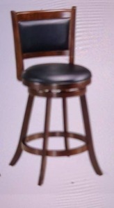 lot 14 image: Cherry Finish Gray Line 24 Swivel Counter Height Stool