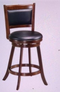 lot 16 image: Cherry Finish Gray Line 24 Swivel Counter Height Stool