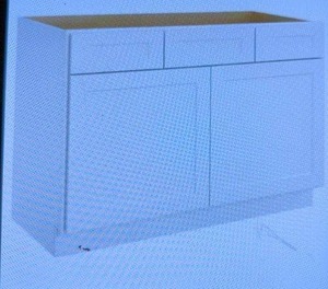 lot 35 image: White Shaker Style Vanity Cabinet with Storage