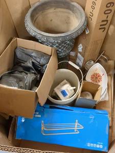 lot 50 image: Mixed Lot of Household Items Including Storage Rack and Planter