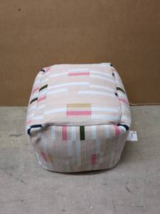 lot 54 image: Colorful Square Fabric Pouf Ottoman
