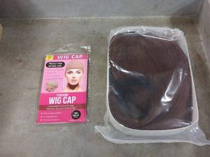 lot 97 image: Set of 2 Wig Caps and Brown Hairpiece