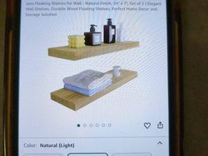 lot 149 image: Set of 2 Floating Shelves in Natural Finish