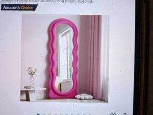 lot 153 image: Vintage Style Pink Scalloped Edge Wall Mirror
