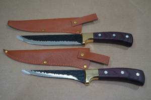 lot 177 image: 2 Carbon Steel Viking Co Hammered Knives