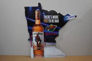 lot 184 image: Captain Morgan & MN Wild Raised Metal Sign